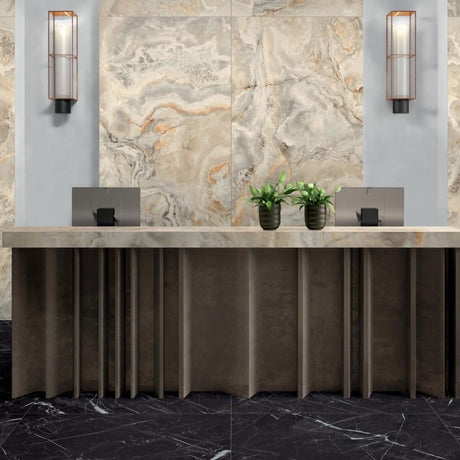 Marmoteca Marquinia Black 48x110 Marble Look Porcelain Panel Porcelain Tile