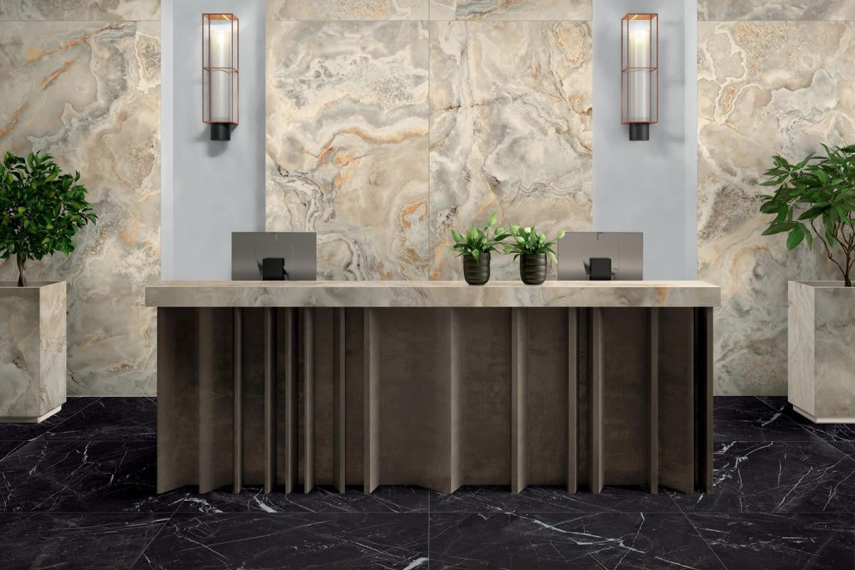 Marmoteca Marquinia Black 48x110 Marble Look Porcelain Panel Porcelain Tile