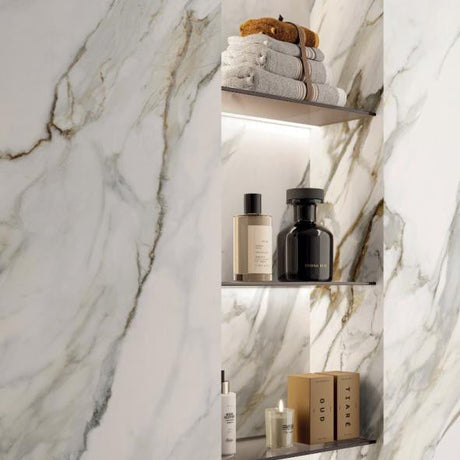 Perpetual Venato Gold 48x109 Marble Look Porcelain Panel Porcelain Tile