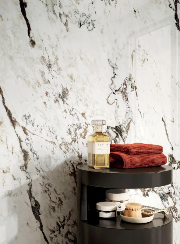 Perpetual Breccia Warm Polished 48x109 Marble Look Porcelain Panel Porcelain Tile