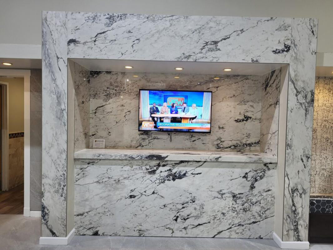 Perpetual Breccia Warm Polished 48x109 Marble Look Porcelain Panel Porcelain Tile