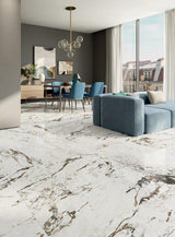 Perpetual Breccia Warm Polished 48x109 Marble Look Porcelain Panel Porcelain Tile