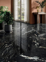 Perpetual Belvedere Dark Polished 48x109 Marble Look Porcelain Panel Porcelain Tile