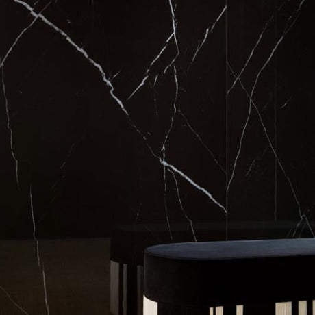 Delight Marquina Nero 48x102 Polished Marble Look Porcelain Tile